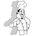 drawing of smiling chef in white uniform vector image vector image