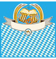 two glasses of beer on bavaria flag background vector image