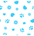 seamless blue pattern with pawprints and hearts vector image vector image