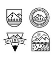 set logo badge mountain adventure line art style vector image