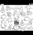 find two same comic animals game coloring book vector image