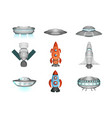 detailed collection of spaceships in flat style vector image