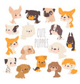 cartoon set with funny puppies on white background vector image