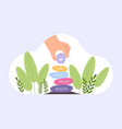 life balance concept with hand stacking pebble vector image