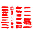 painted grunge stripes set red labels background vector image