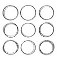 sketched line rings circles design brush round vector image