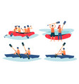 a set river rafting with people in helmets vector image