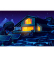 autonomous house with solar panels cartoon vector image vector image