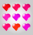 set of red and lilac hearts vector image
