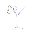 sketched glass of martini and cherry vector image