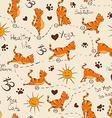 seamless pattern with cat doing yoga position vector image vector image