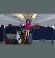 stewardess on board the aircraft serves vector image vector image