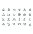 travel line icon set tourism suitcase map vector image vector image