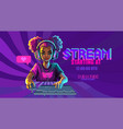 african girl gamer or streamer with cat ears vector image