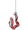 cartoon worm on a hook vector image