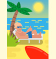 man relax on beach vector image