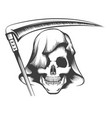 skull in hood with scytattoo vector image vector image