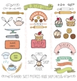 bakery cakes labels elementsdoodle logo template vector image