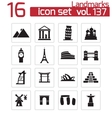 black landmark icons set vector image