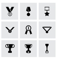 black trophy and awards icon set vector image