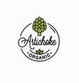 artichoke flower logo round linear vector image vector image
