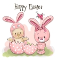 chick and rabbit vector image vector image