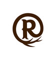 letter r logo with root concept vector image