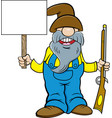 man with a long beard holding musket and sign vector image