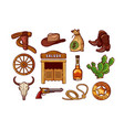 wild west elements 3d cowboy cactus cowboy hat vector image vector image