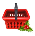 christmas sale shopping basket icon vector image