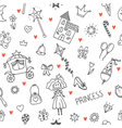 hand drawn seamless pattern with princess girl vector image