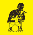 musician singing and playing drum music band vector image vector image
