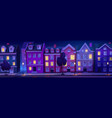 night scandinavian street with hygge windows vector image