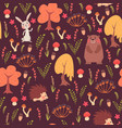 seamless animal pattern in forest vector image