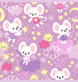 seamless pattern with a cute little mouse vector image
