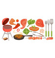 bbq set hot barbecue grilled food isolated menu vector image vector image