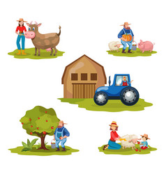 Farming flat set Royalty Free Vector Image - VectorStock