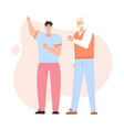 two young guys talking drinking coffee vector image