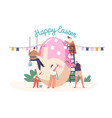 happy family prepare for easter celebration tiny vector image vector image