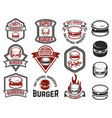 set of burger labels design elements for logo vector image