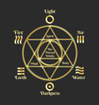 golden esoteric hexagram on black background vector image vector image