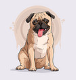 hand drawn beige dog breed pug sitting and panting vector image vector image
