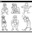 men comic characters set black and white vector image