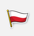 sticker flag poland on flagstaff vector image