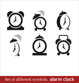alarm clock black icons vector image vector image