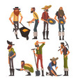male prospectors characters set bearded gold vector image vector image