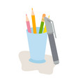 pen pencil and box suitable for school children vector image vector image
