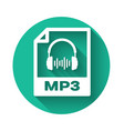 white mp3 file document icon download button vector image