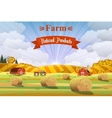 countryside landscape with haystacks on fields vector image vector image
