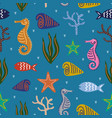 sea animals seamless pattern undersea world vector image